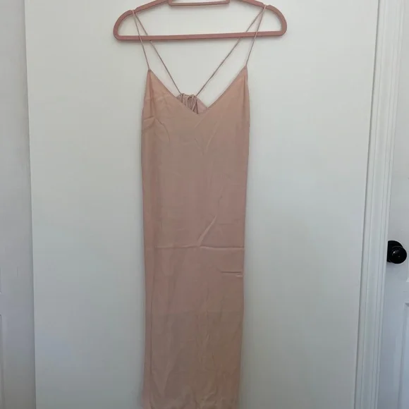 Aritzia Wilfred Free Felicity Slip Dress PINK S | Strappy Open Back Minimalist - Picture 3 of 6